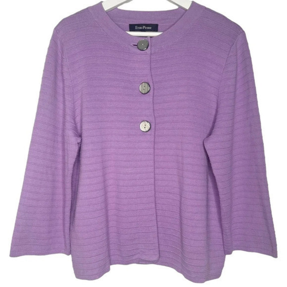 Evan Picone Sweaters - Evan Picone Lilac Cotton Cardigan‎ Sweater Size XL